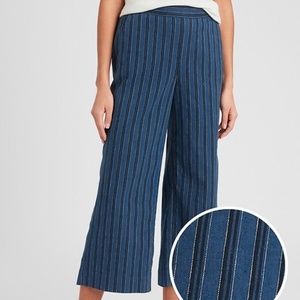 Banana Republic Striped Rowan Wide-Leg Linen Blend Crop Pants - Size 0 Petite